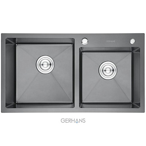Мойка из нерж.стали Gerhans K37843B-S 2 чаши 780*430*220 мм Графит