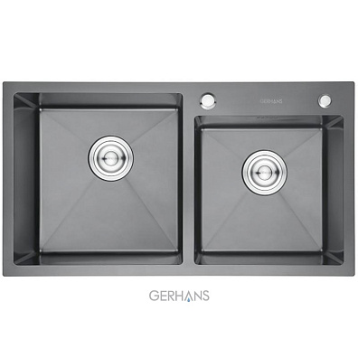 Мойка из нерж.стали Gerhans K37843B-S 2 чаши 780*430*220 мм Графит